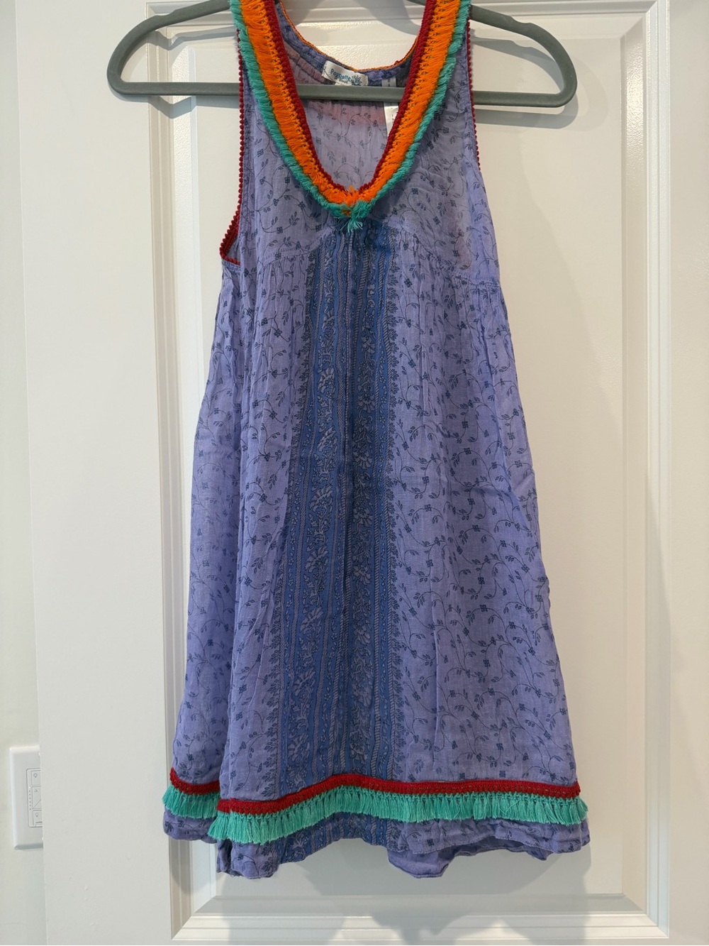 Poupette St. Barth Lavender Floral Swim Coverup with Bright Trim